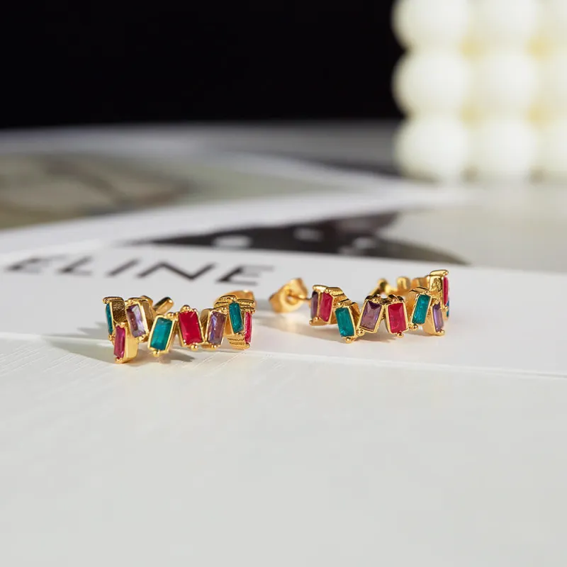 Wholesale Stainless Steel Dopamine Zirconia Earrings