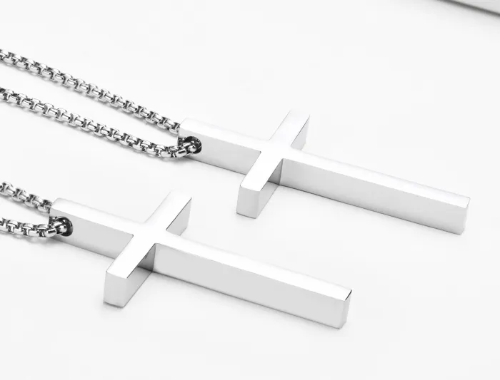 Wholesale Stainless Steel Width 25MM Cross Necklace