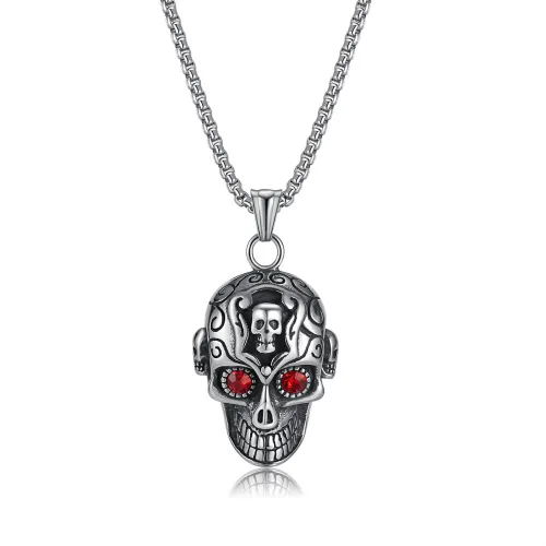 Wholesale Stainless Steel Skull Pendant with CZ