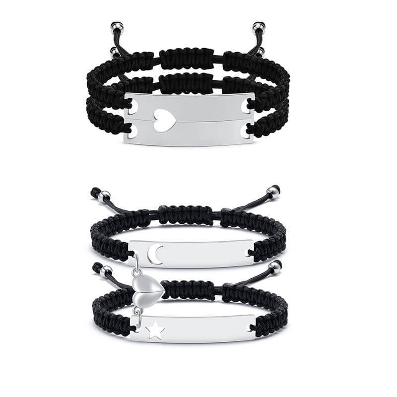 Wholesale Heart Star Moon Couple Braided Bracelet