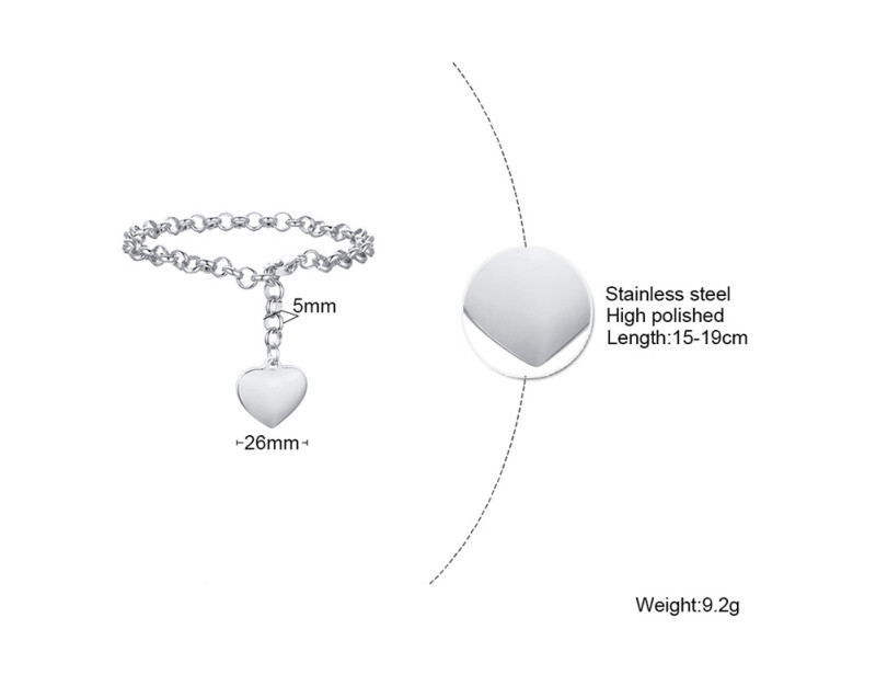 Wholesale Stainless Steel Women Bracelet with Heart