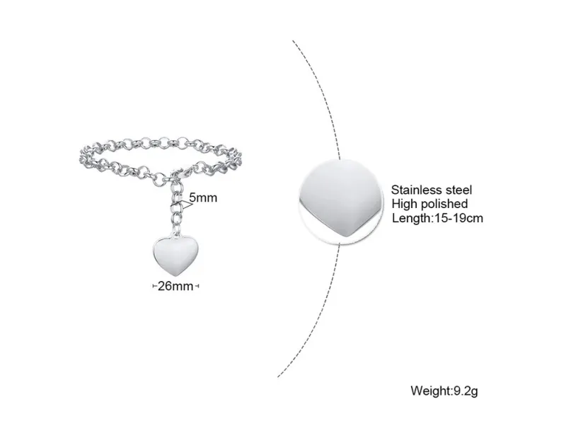 Wholesale Stainless Steel Women Bracelet with Heart