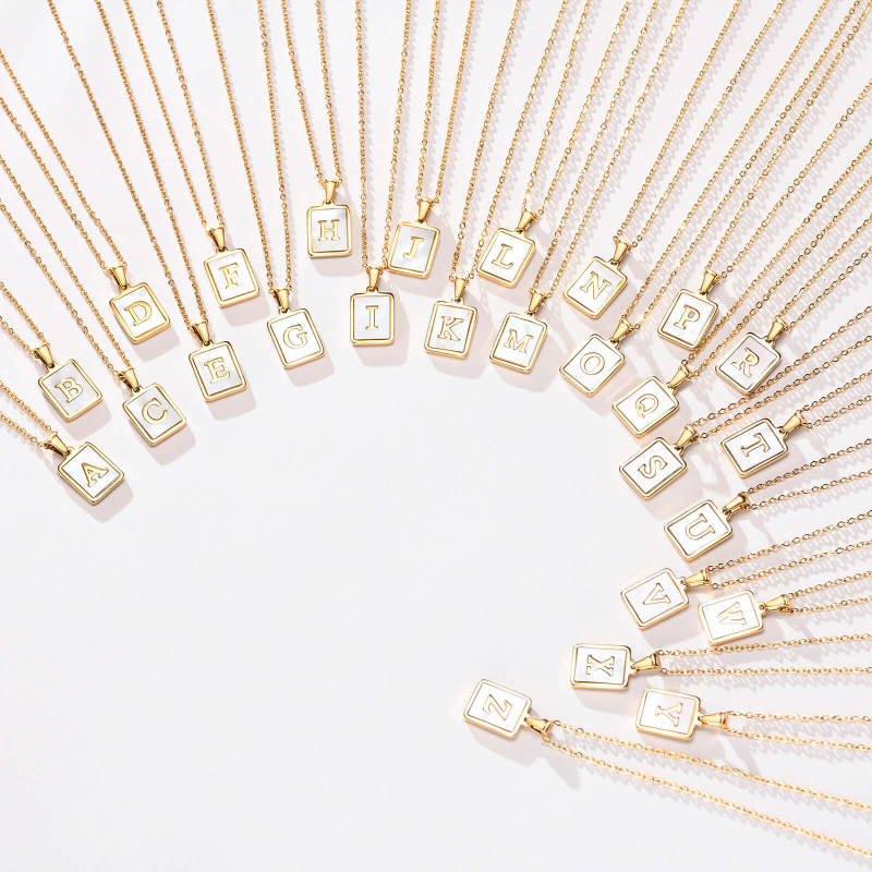 Wholesale Stainless Steel Inlay Shell Intial Pendant