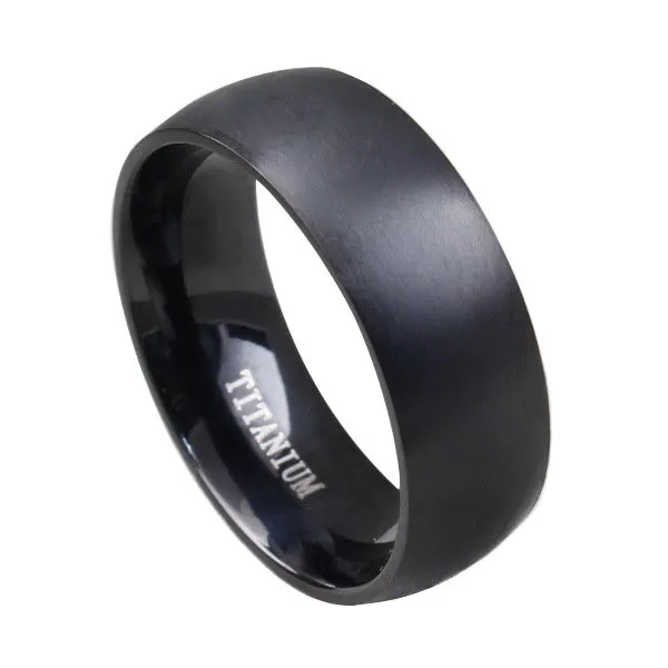 Wholesale 8mm Black IP Titanium Band Ring