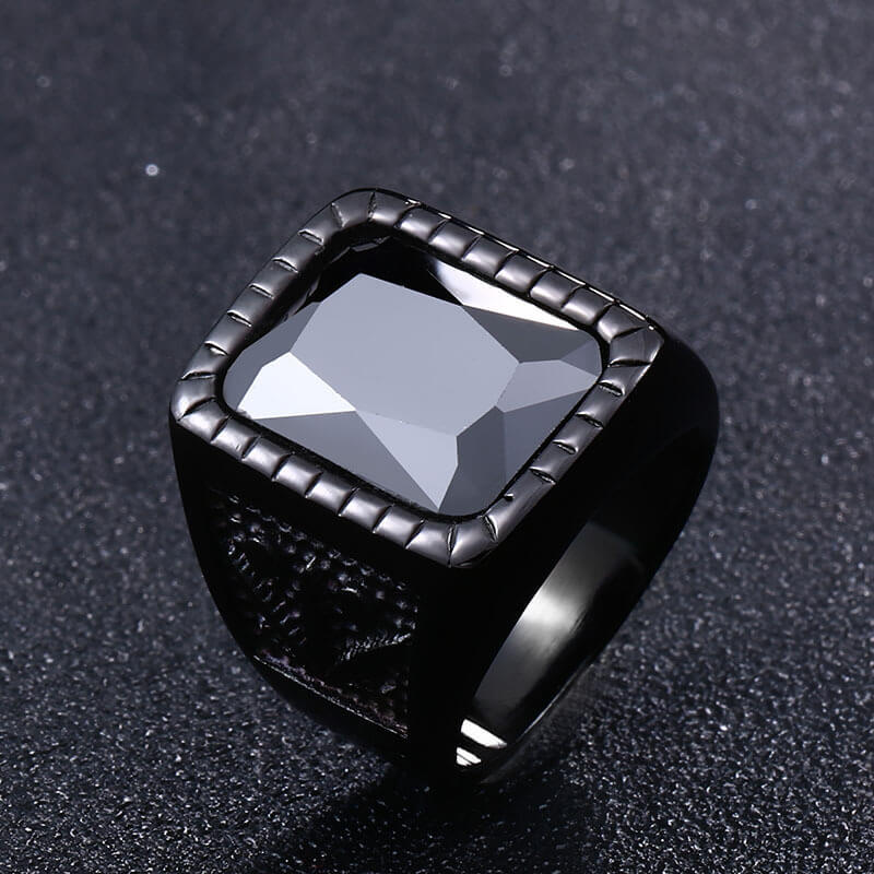 Wholesale Stainless Steel Mens Black Ring