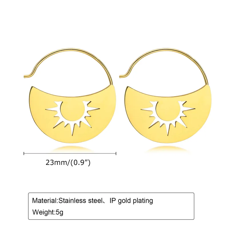 Wholesale Stainless Steel Moon Sun Earring
