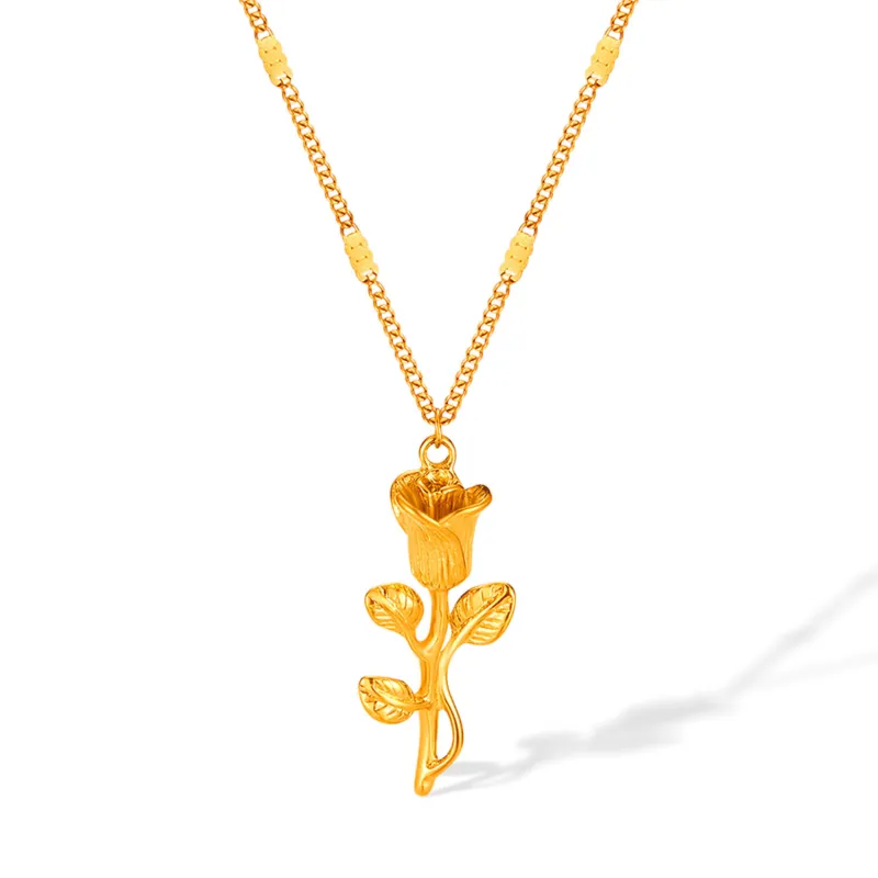 Wholesale Stainless Steel Rose Pendant Necklace