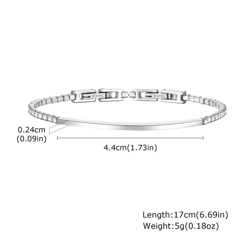Wholesale Stainless Steel White Zircon Chain Bracelet