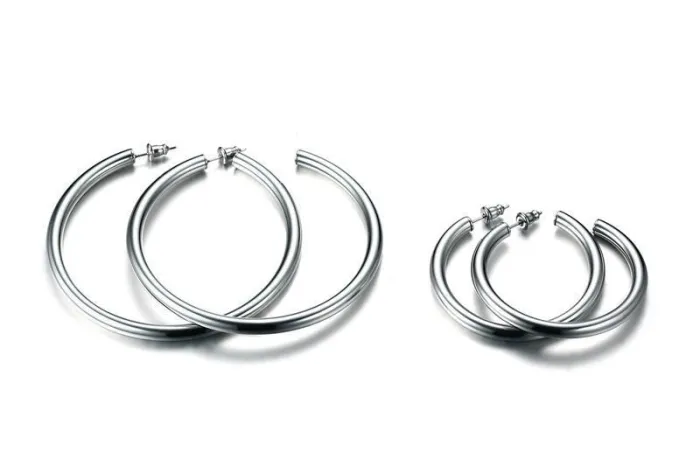 Wholesale Stainless Steel Classic Hip Hop Hoop Earrings