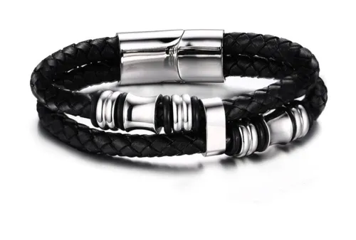 Stainless Steel Beads Leather Bracelets for Amazon