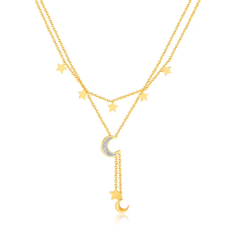 Wholesale Stainless Steel Star and Moon Tassel Pendant