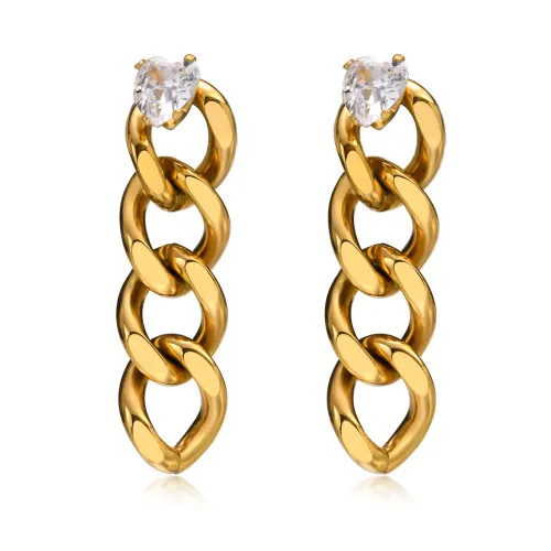 Wholesale Stainless Steel Zirconia Chain Earrings