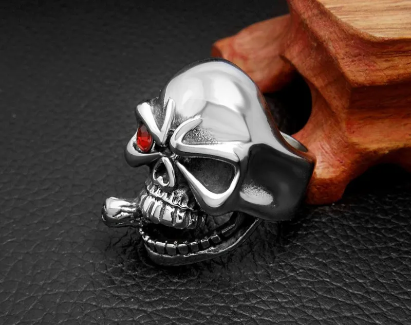 Wholesale Stainless Steel Smoking Skull Biker Ring