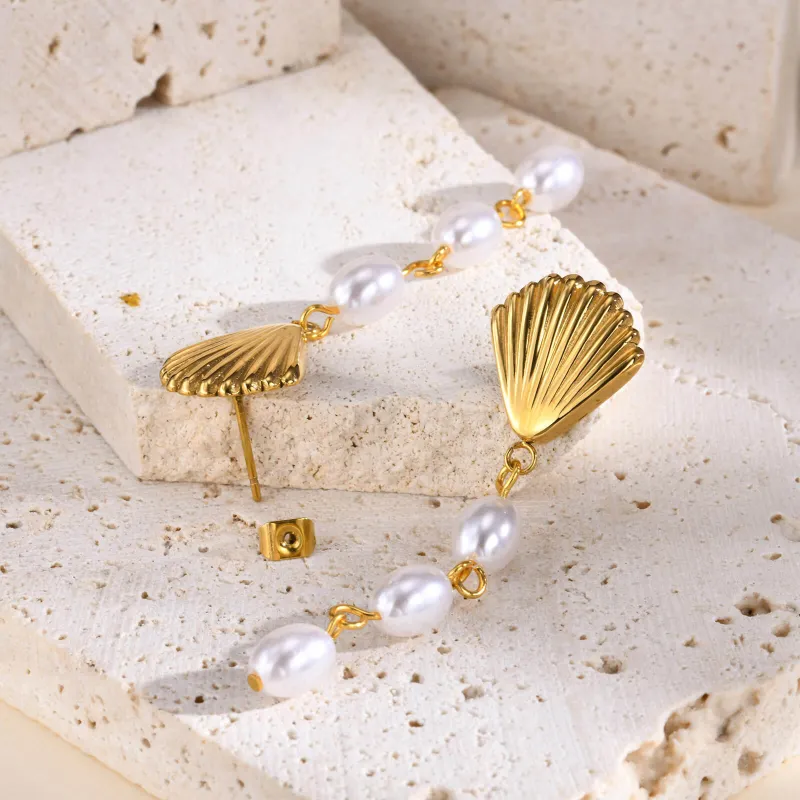 Wholesale Stainless Steel Scallop Earrings