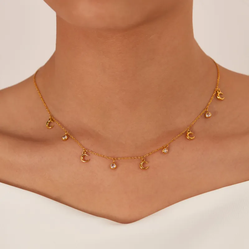 Wholesale Stainless Steel Moon Chain Necklace