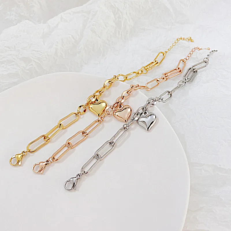 Wholesale Heart Charm Bracelet Stainless Steel