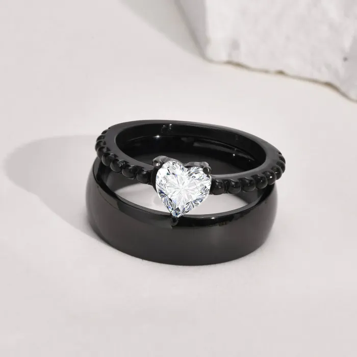 Wholesale Stainless Steel Ring with Heart Shape CZ