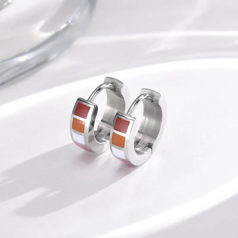 Wholesale Stainless Steel Colorful Huggie Earrings