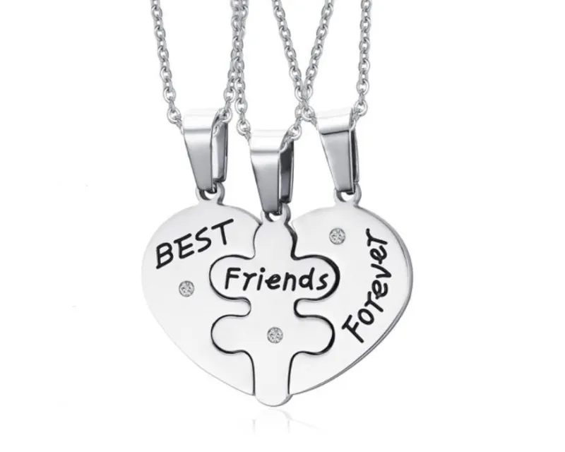 Wholesale Stainless Steel Best Friend Pendants with CZ