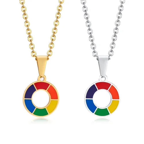 Wholesale Stainless Steel Rainbow Necklace