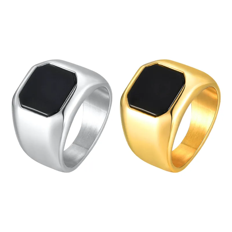 Wholesale Stainless Steel Black Onyx Ring