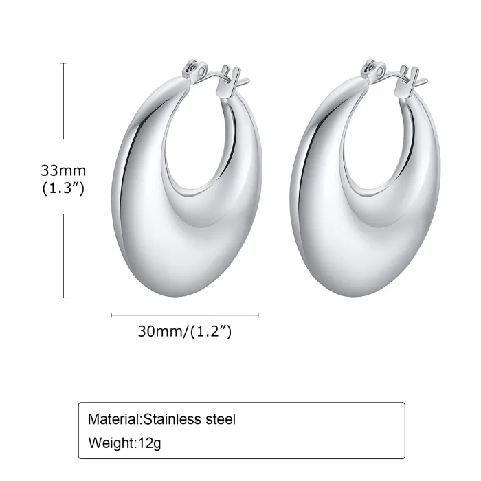 Wholesale Stainless Steel Chunky C Earrings