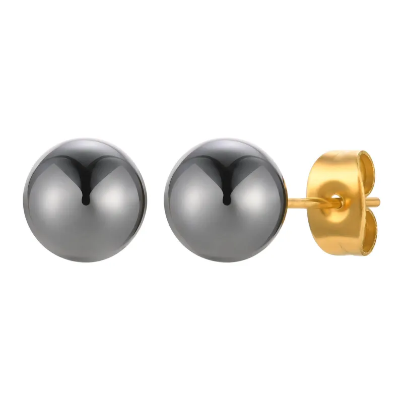 Wholesale Black Gallstone Stainless Steel Earrings