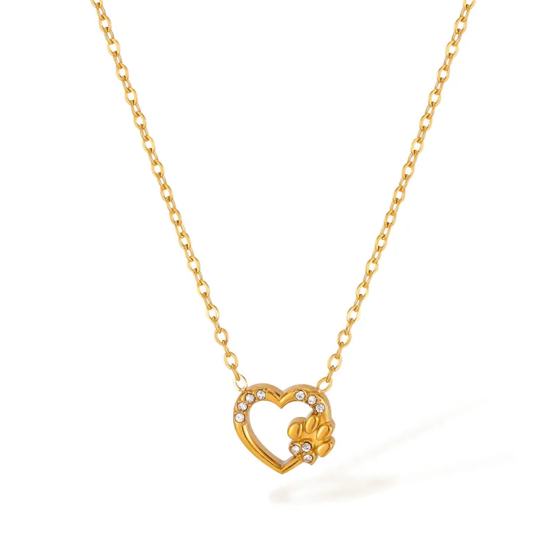 Wholesale Stainless Steel Heart Cat Claw Necklace