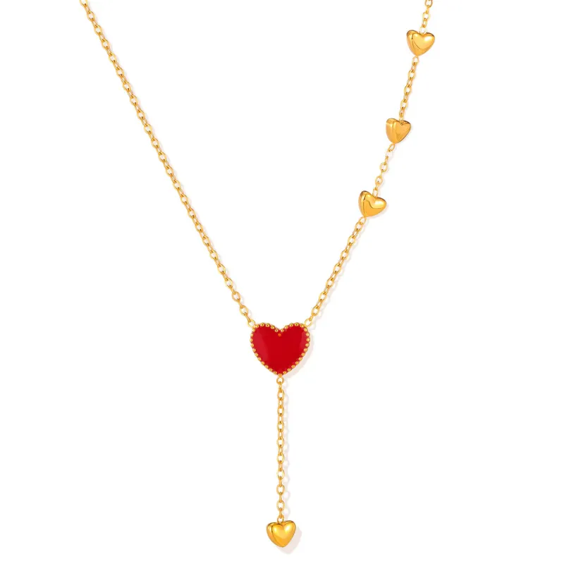 Wholesale Stainless Steel Red Heart Necklace
