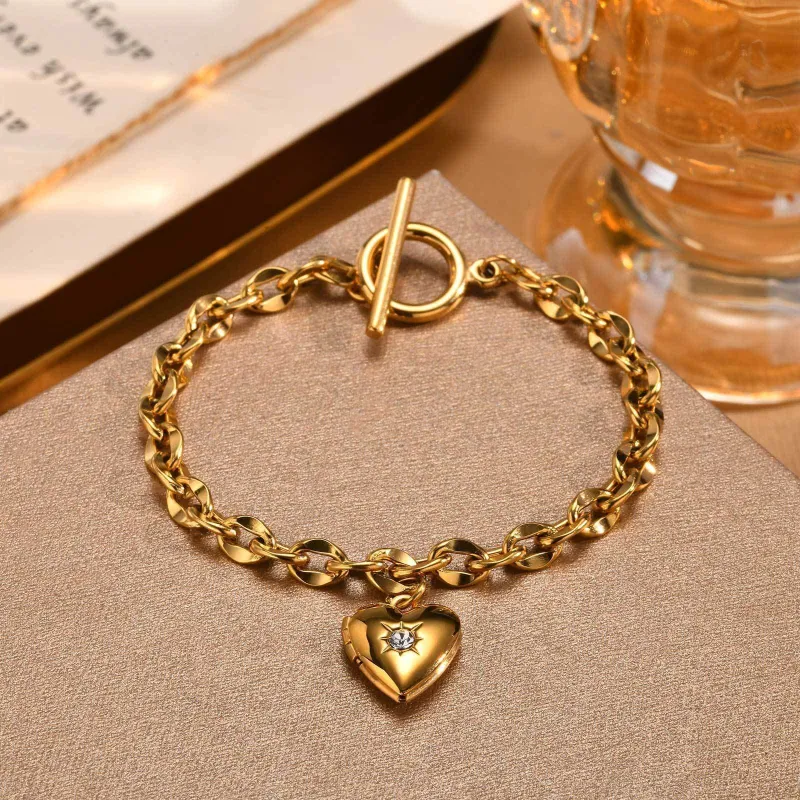 Wholesale Stainless Steel Chain Bracelet with Heart