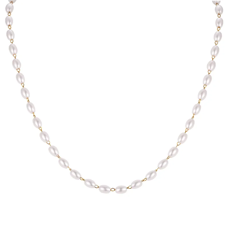 Wholesale Stainless Steel Imitation Pearl Necklace