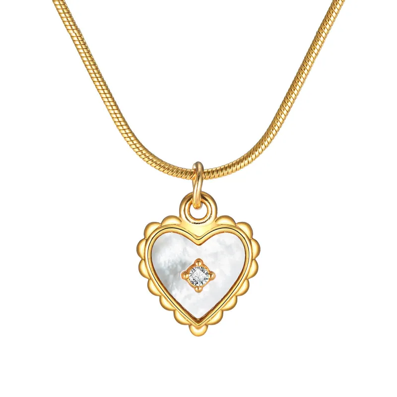 Wholesale Stainless Steel Shell Heart Necklace