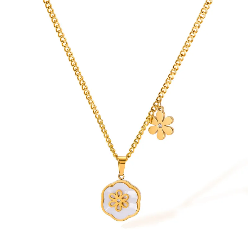Wholesale Stainless Steel Shell Flower Necklace