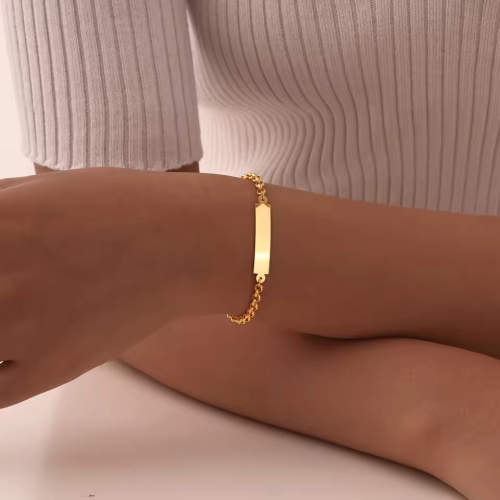 Engraving Name Date Bracelets for Women Girls