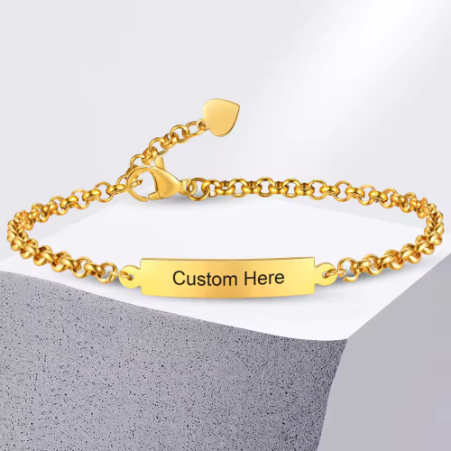 Engraving Name Date Bracelets for Women Girls