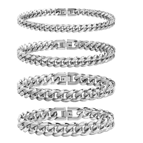 Solid Stainless Steel Curb Link Chain Bracelets