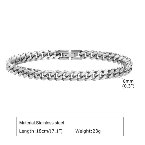 Solid Stainless Steel Curb Link Chain Bracelets