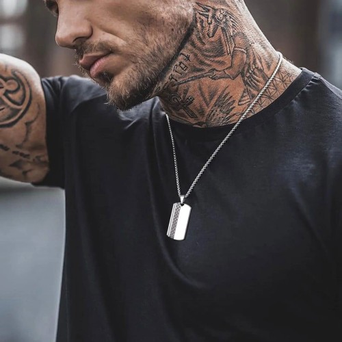 Men's Stainless Steel Dog Tag Pendant Necklace