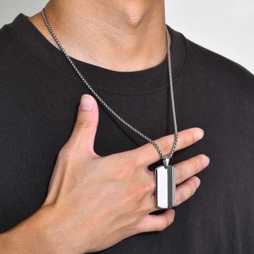 Men's Stainless Steel Dog Tag Pendant Necklace