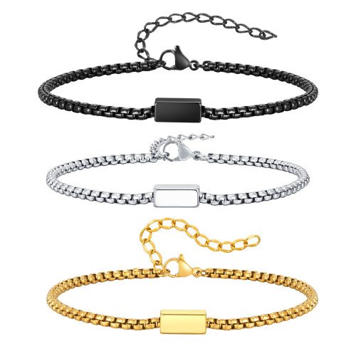 Wholesale Stainless Steel Black Box Chain Bracelet