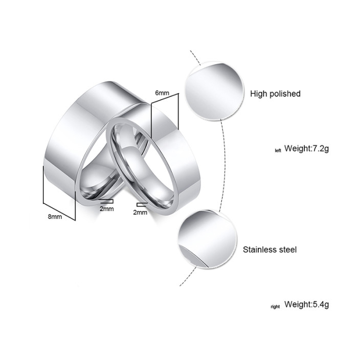 Wholesale Stainless Steel Flat Wedding Band Engagement Ring