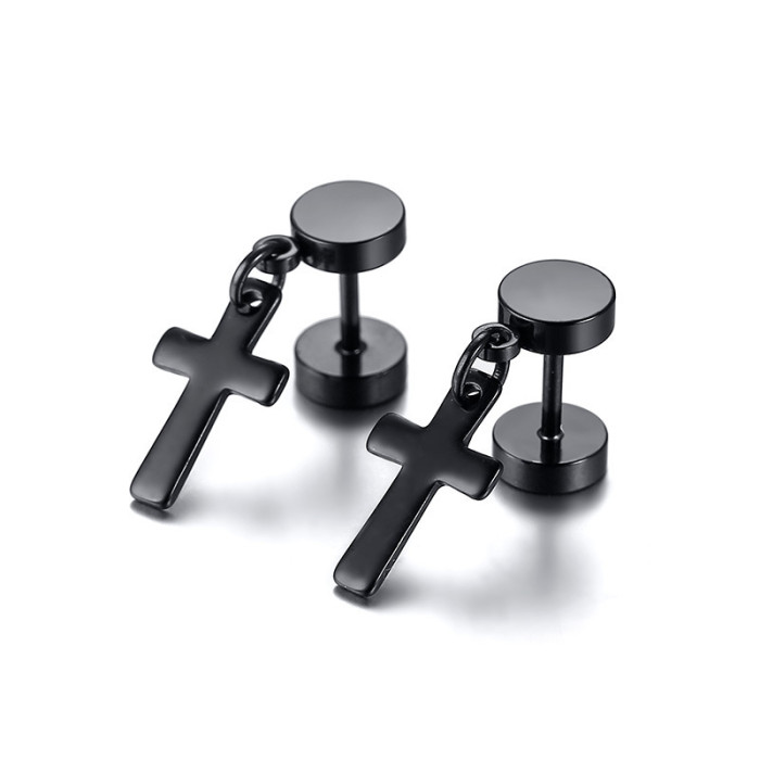 Wholesale Stainless Steel Male Eearring with Cross