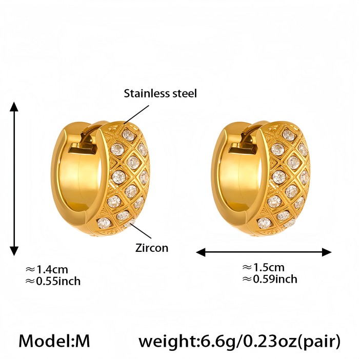 Wholesale Stainless Steel Gold Pave Hoop Earrings