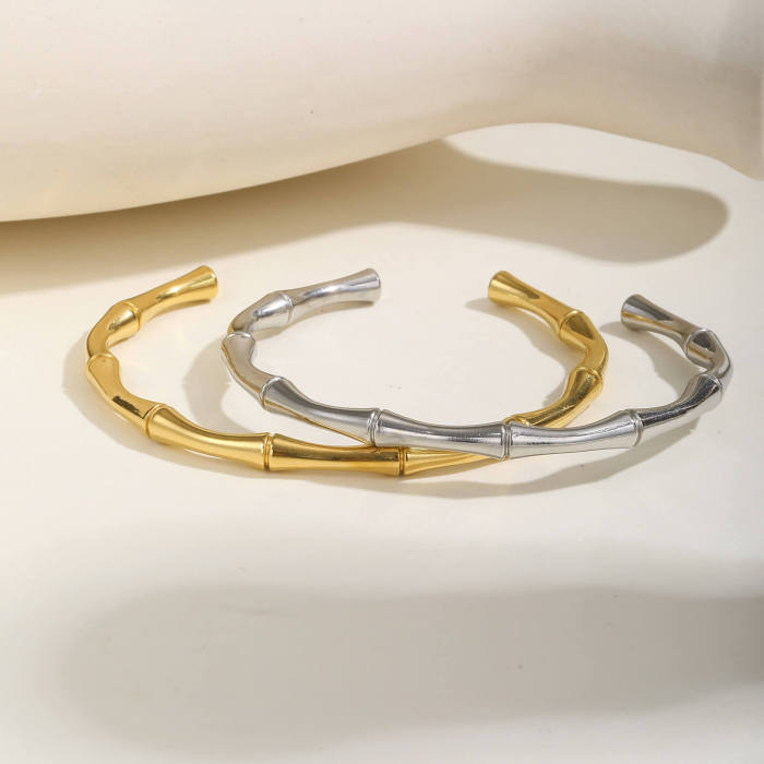 Wholesale Stainless Steel Bamboo Open Bangle