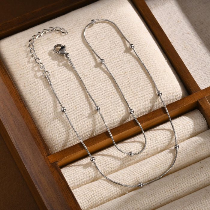 Wholesale Stainless Steel Snake Chain Necklace with Beads