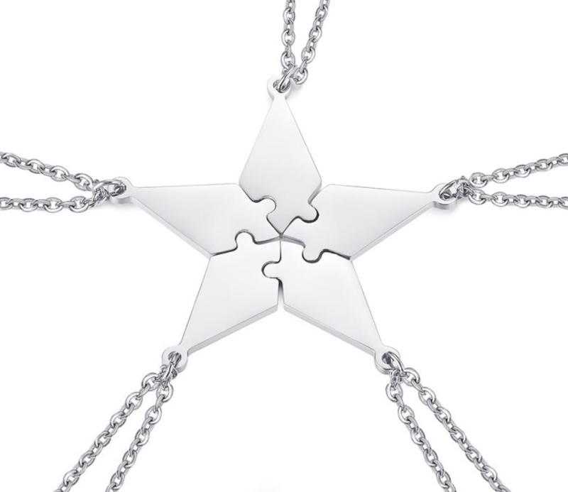 Wholesale Stainless Steel Matching Puzzle Piece Necklace Set