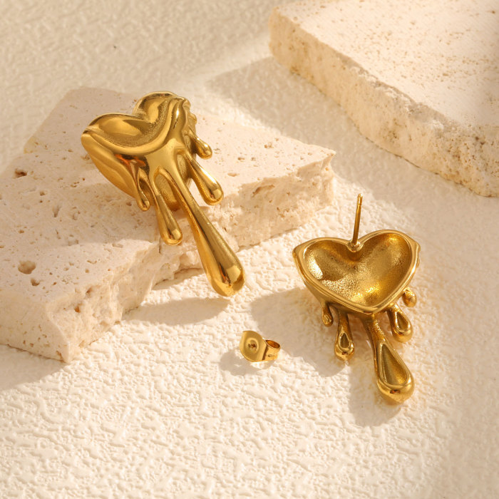 Wholesale Stainless Steel Flowing Heart Earrings