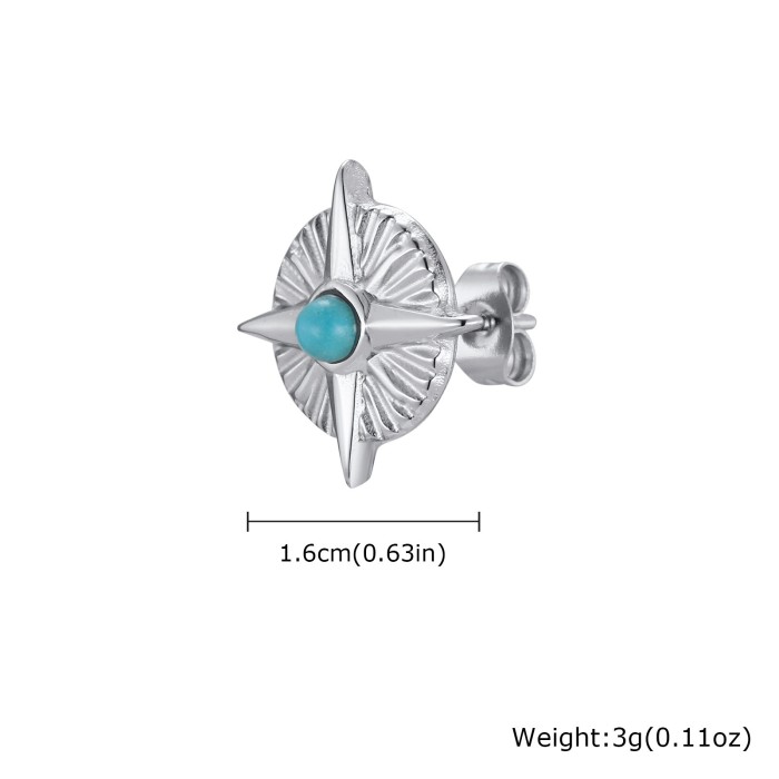 Wholesale Stainless Steel Turquoise Starburst Stud Earrings