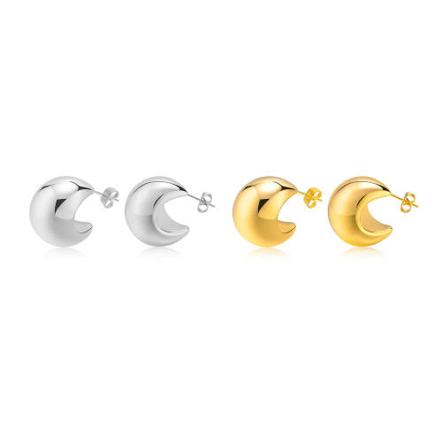Wholesale Stainless Steel Hollow Crescent Moon Earrings