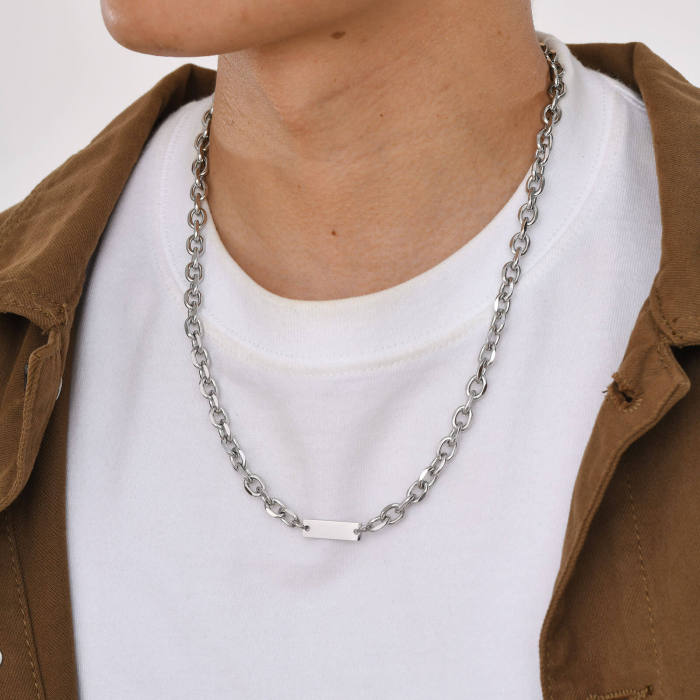 Wholesale Stainless Steel Mens Engravable Bar Necklace